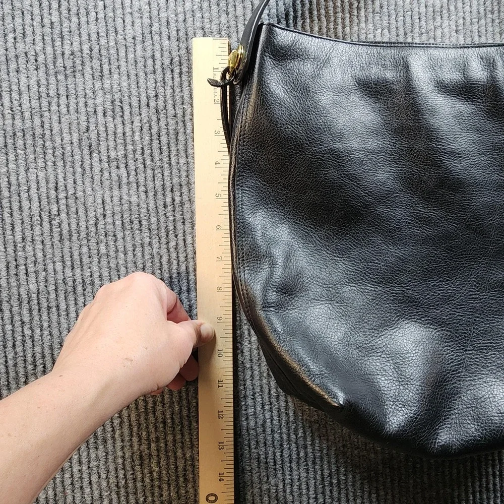 Fossil Maya Leather Bag Womens Black Leather Key Charm Zip‎ Slouchy Hobo Purse